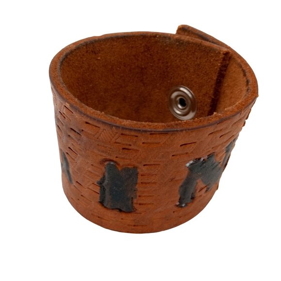 Vintage Leather Cuff Bracelet Western Rockabilly Lin Turquoise Teepee Distressed - Picture 2 of 11